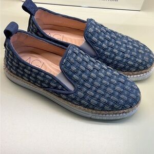 NWT AGL Woven Denim Moccasins – Quiet Luxury Italian Shoes – Made in Italy